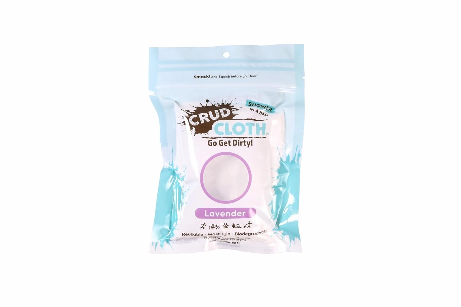 Shower in A Bag | Lavender Scented (Pack of 7) | Biodegradable No Rinse Bathing Wipes for Camping, Backpacking, and Travel. Pre Soaped Disposable Washcloths and Body Wipes