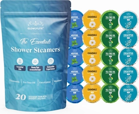 Shower Steamers Aromatherapy | 20 Pack Shower Steamer for Women | Individually Wrapped Shower Bombs for Stocking Stuffers, Gifts for Mom, Self-Care & Relaxation (Blue)