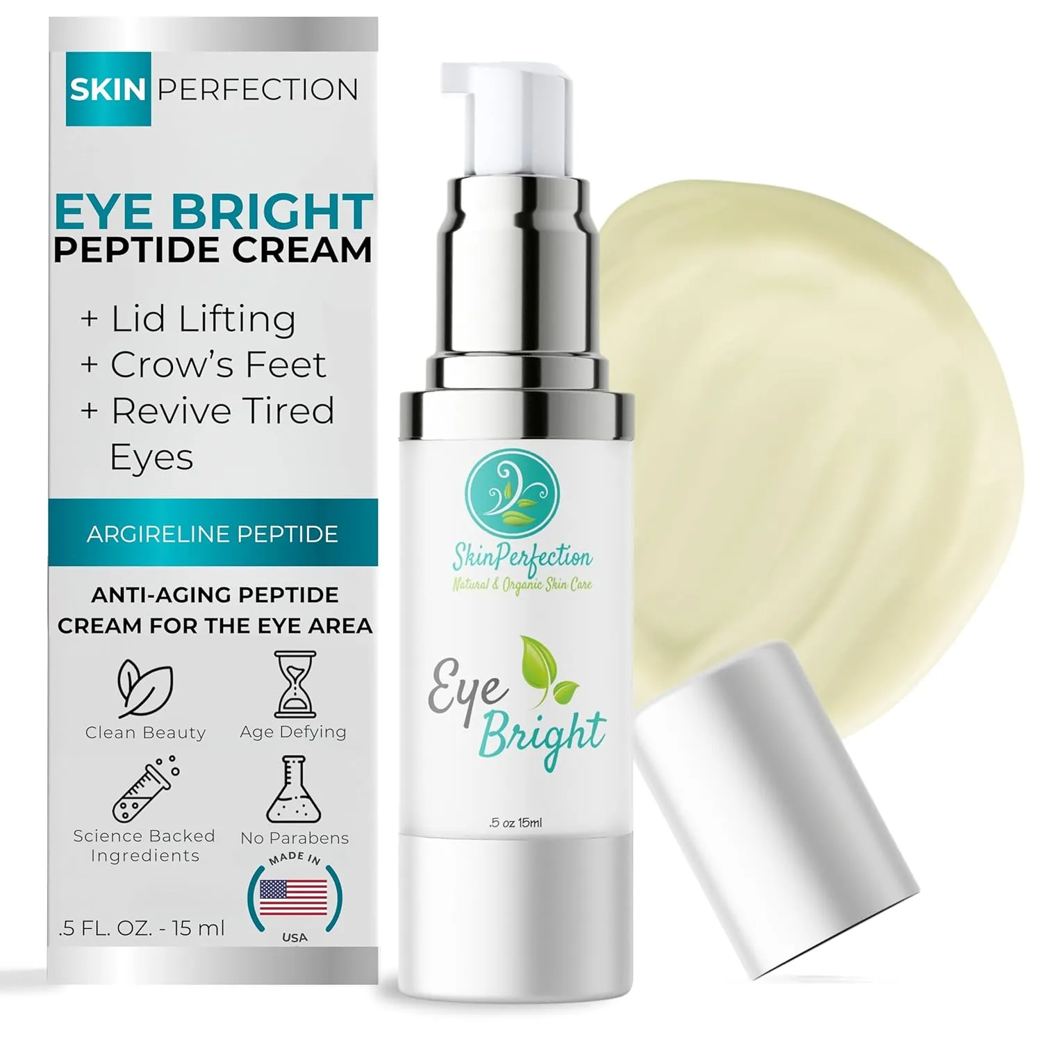 Skin Perfection Eye Bright Anti-aging Eye Cream 25% Argireline 15% Matrixyl 8% Pepha Tight Hyaluronic Acid Crow's Feet Lift Lids Under-eye Dark Circles Puffiness Antioxidants 0.5 Oz