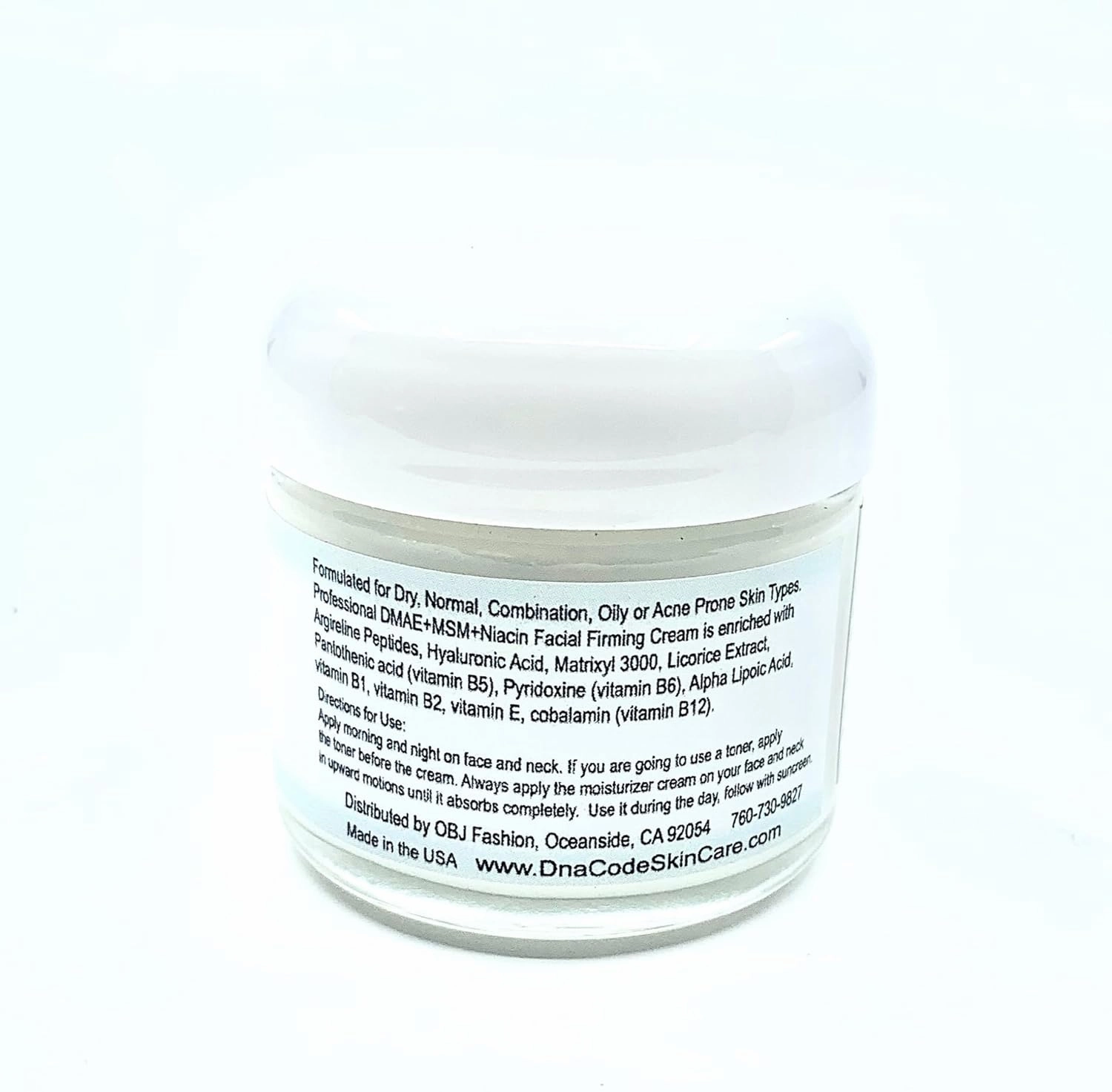 Skin Care OIL FREE-DMAE MSM NIACIN Firming Cream, 100% Pure Hyaluronic Acid, Argireline, Matrixyl 3000