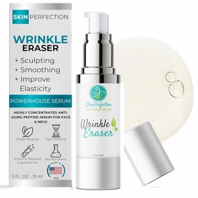 Skin Perfection Wrinkle Eraser Supercharged Anti-aging Peptide Serum Visibly Lifts Firms Hyaluronic Acid Argireline Snap 8 Matrixyl 3000 Edelweiss Inyline Pepha Tight Syn-ake Juveleven Uplevity