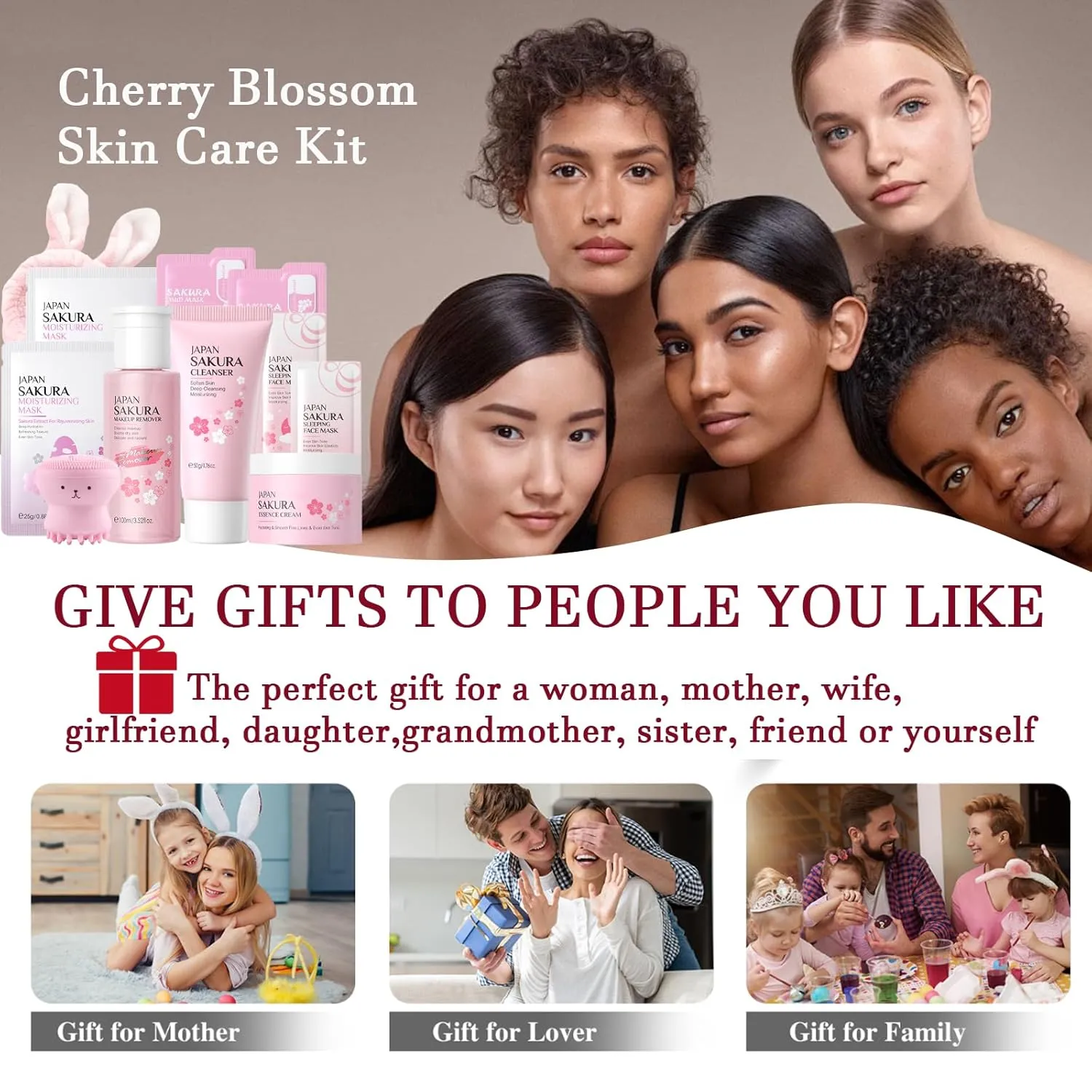 Skincare Set Sakura Women Skincare Gifts for Teen Girls - Travel Essentials for Women - Skin Care Set with Makeup Remover,Face Wash,Moisturizer,Face Mask - Fa ce Care Set for Wo men (11PCS, Sakura)