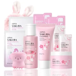 Skincare Set Sakura Women Skincare Gifts for Teen Girls - Travel Essentials for Women - Skin Care Set with Makeup Remover,Face Wash,Moisturizer,Face Mask - Fa ce Care Set for Wo men (11PCS, Sakura)