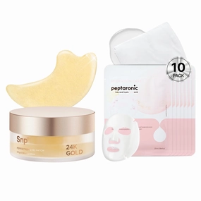 SNP [K Beauty 24K Gold Perfection Eye Patch & Peptaronic Sheet Mask
