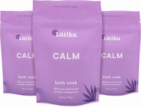 Soaks Set of 3 - Calm Bath Soaks with Lavender & Peppermint, Moisturizing Epsom Salt Soak for Stress Relief, Relaxation, and Skin Nourishment, at-Home Spa Retreat Gift