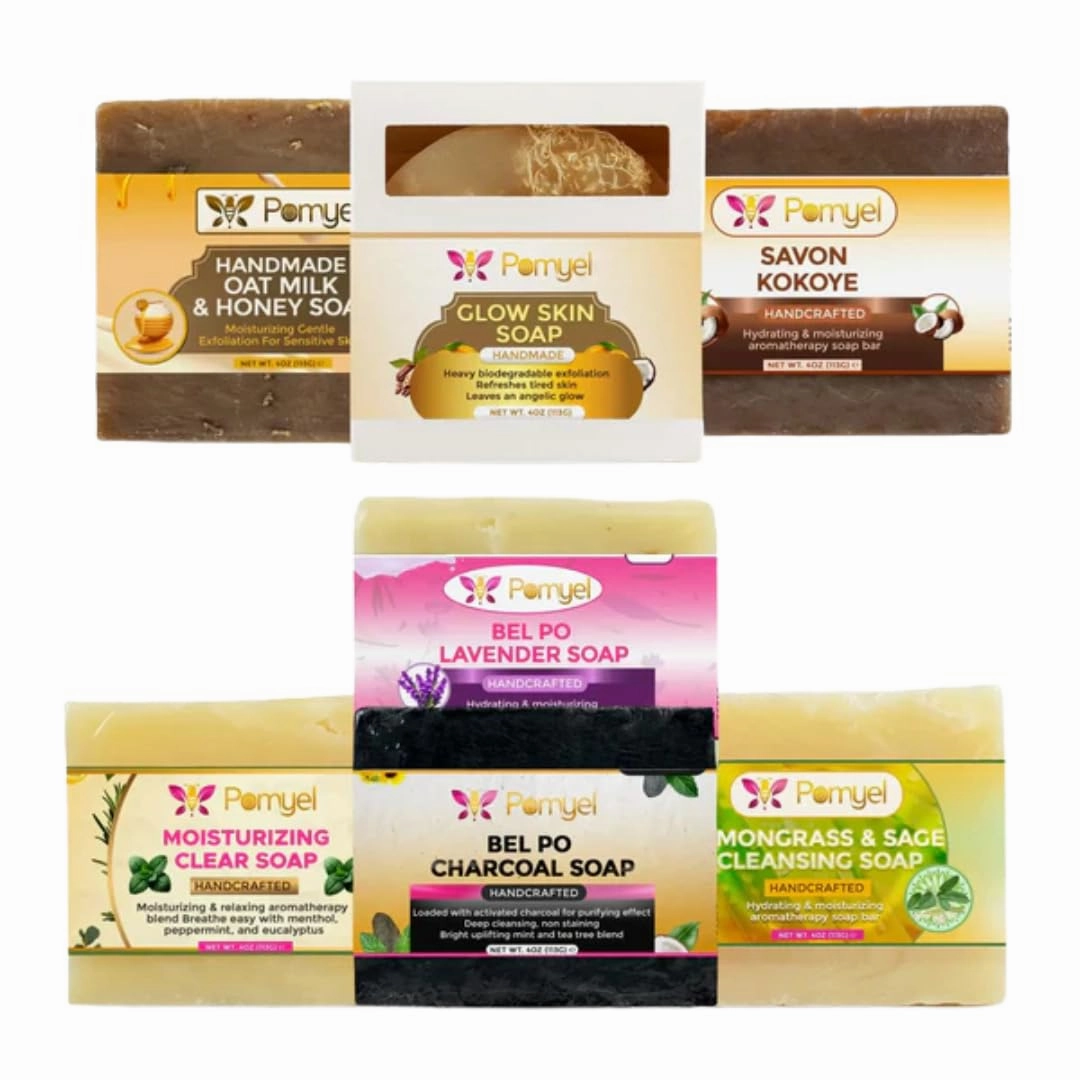 Soap Collection - Handmade Oat Milk & Honey, Glow Skin Exfoliating, Charcoal Purifying, Lemongrass Cleansing Soaps - Natural Skincare Kit for Gentle Cleansing & Hydration - 4 Oz