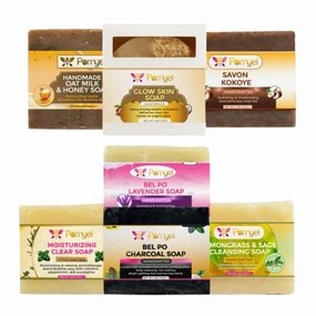 Soap Collection - Handmade Oat Milk & Honey, Glow Skin Exfoliating, Charcoal Purifying, Lemongrass Cleansing Soaps - Natural Skincare Kit for Gentle Cleansing & Hydration - 4 Oz
