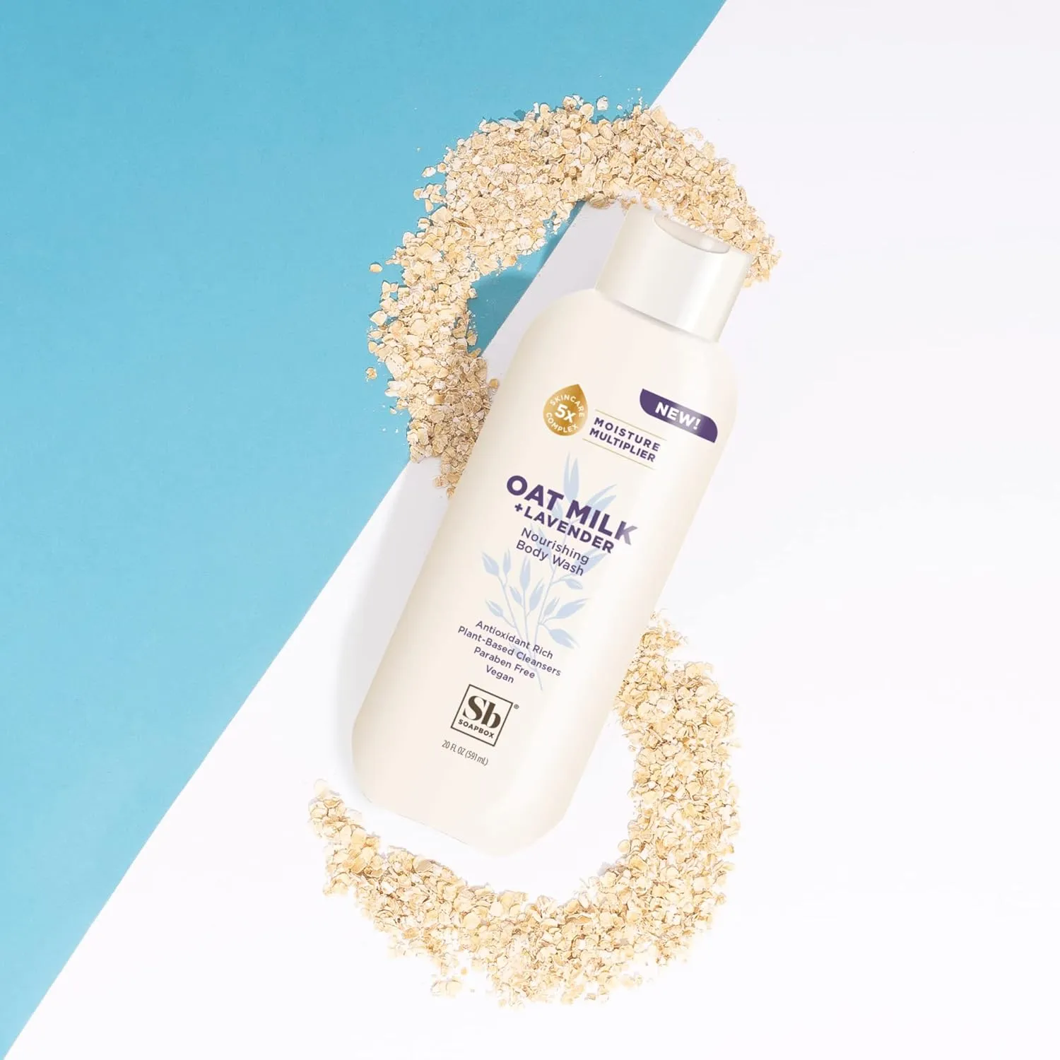 Soapbox Body Wash, Oat Milk   Lavender Body Wash, Vegan & Moisturizing, Calming with Shea Butter, 3 Pack, 20oz Each