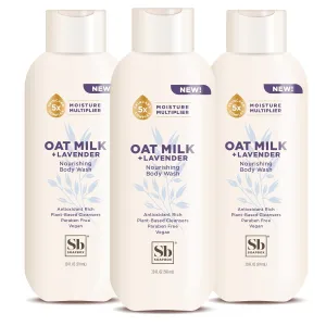Soapbox Body Wash, Oat Milk   Lavender Body Wash, Vegan & Moisturizing, Calming with Shea Butter, 3 Pack, 20oz Each