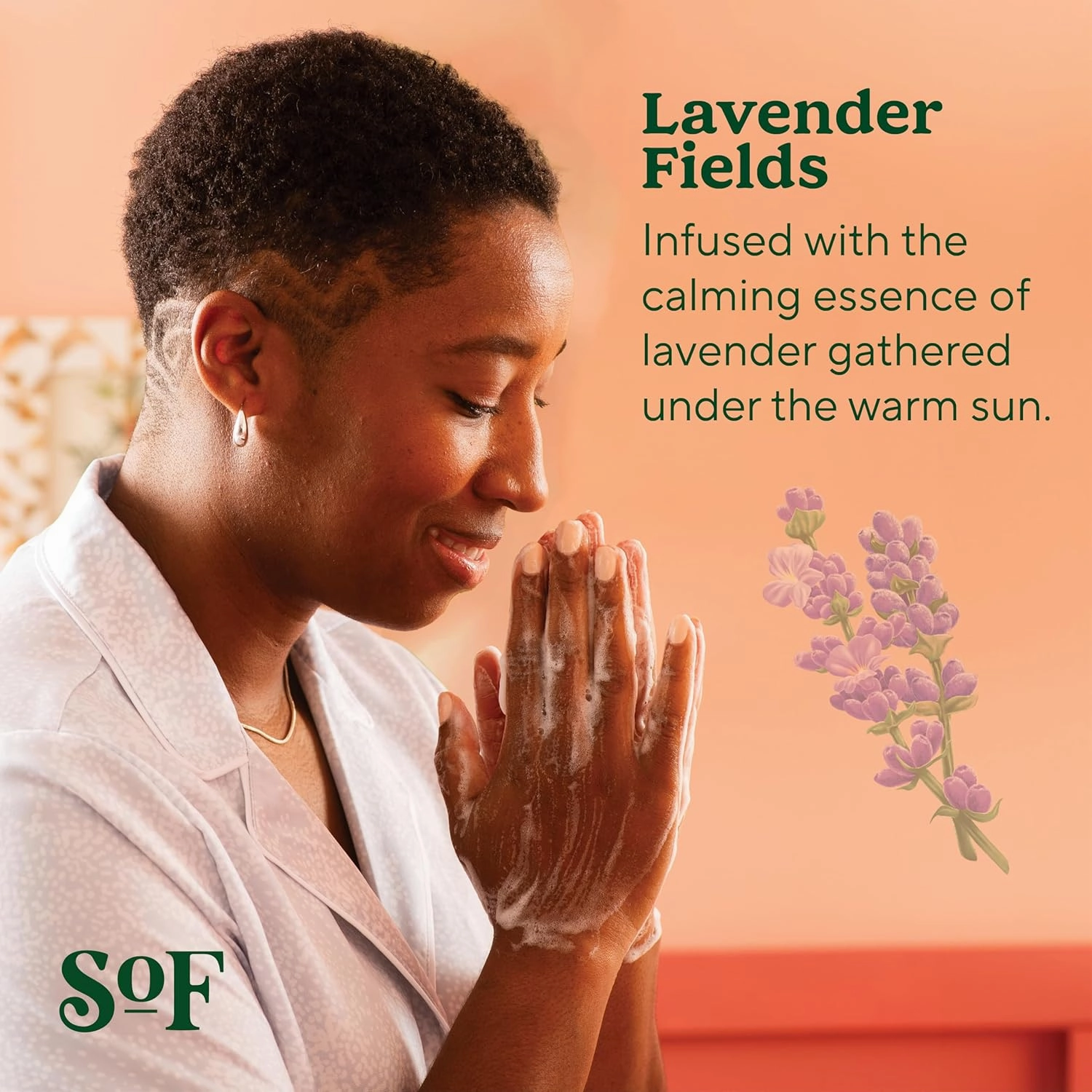 SoF Nourishing Hand Wash - With Moisturizing Sea Algae, Coconut & Olive Oil- Vegan & Non GMO- Free From Phthalates, Sulfates & Parabens- Lavender Fields - 8 oz Bottle 3 Pack