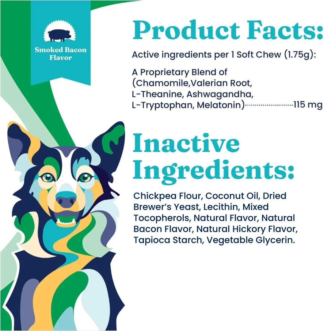 Solid Gold Dog Calming Chews for Dogs, Treats with Melatonin & Valerian Root - 120 Count, All Breeds & Sizes