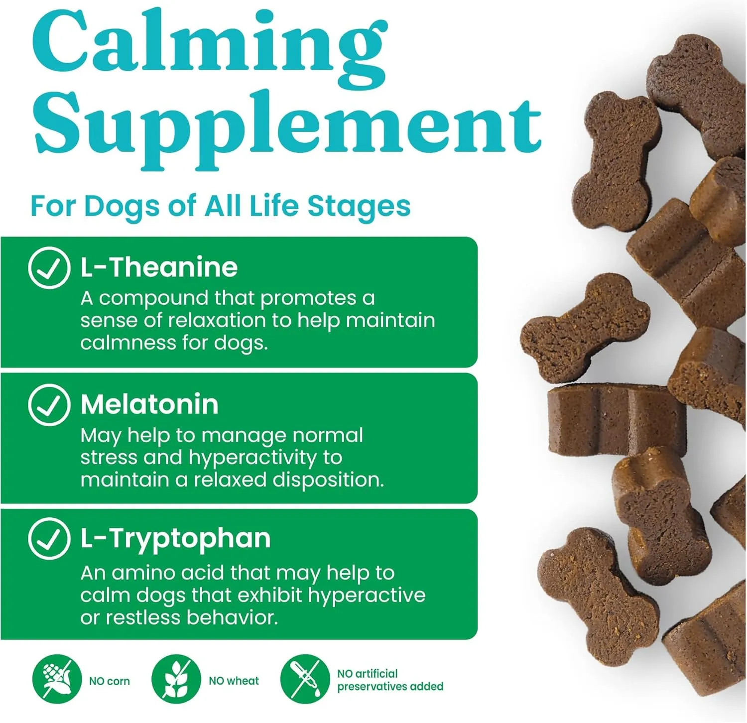Solid Gold Dog Calming Chews for Dogs, Treats with Melatonin & Valerian Root - 120 Count, All Breeds & Sizes
