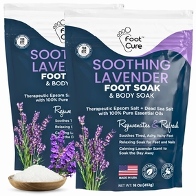 Soothing Lavender Foot Soak - Pedicure Foot Spa with Epson Salts for Soaking Feet - Foot Massager Spa - Foot Scrubber Dead Skin Remover - Epsom Salt Bath Soak