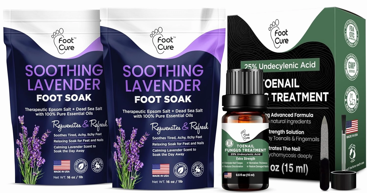 Soothing Lavender Foot Soak with Epsom Salt - Best Toenail Treatment, & Softens Calluses - Soothes Sore & Tired Feet, Toenail Treatment Liquid