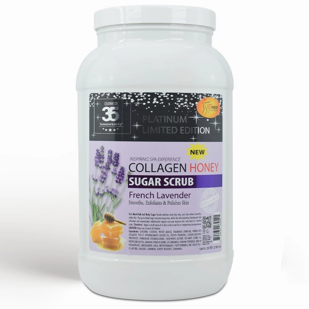 SPA REDI Sugar Scrub - Exfoliating, Moisturizing, Hydrating and Nourishing, Glow, Polish, Smooth and Fresh Skin - Body Exfoliator, French Lavender - 128 Oz