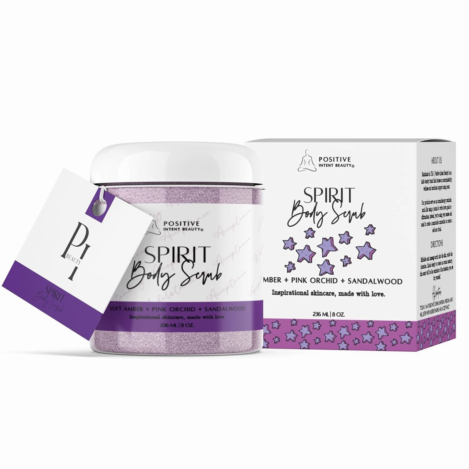 Spirit Body Scrub, Pink Orchid, Sandalwood, Plant Botanicals, Vitamins, Exfoliating Scrub, Deep Cleansing, Scars, Stretch Marks, Aromatherapy, Manifestation Gift 8oz.