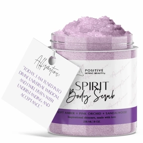 Spirit Body Scrub, Pink Orchid, Sandalwood, Plant Botanicals, Vitamins, Exfoliating Scrub, Deep Cleansing, Scars, Stretch Marks, Aromatherapy, Manifestation Gift 8oz.
