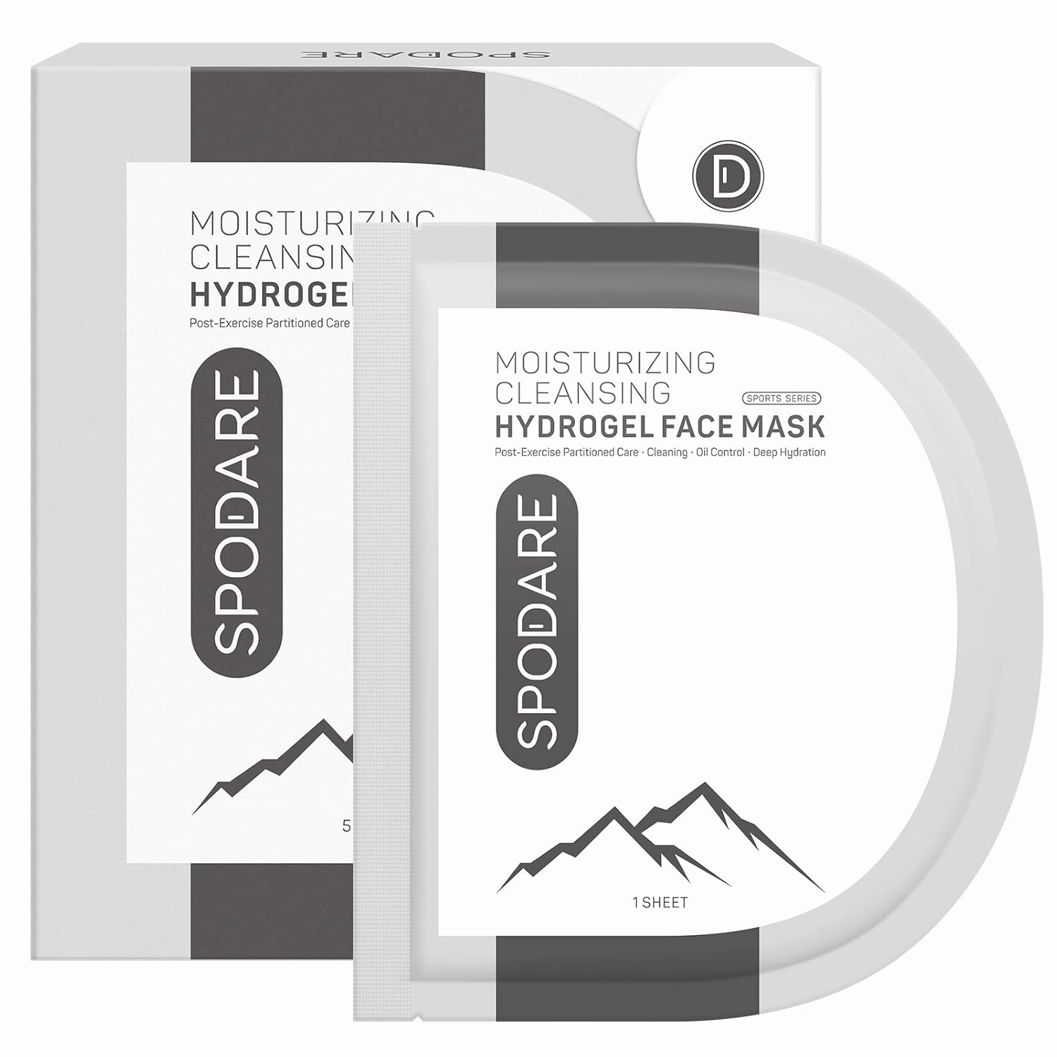 SPORTS MASK - Partitioned Care Hydrogel Face Mask - Cleanse and Moisturize When You Need It Most - Deeply Purifying and Super Hydrating after Exercise - For All Skin Types - 5 Pc