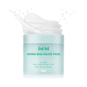 Spring Event bye od-td Amino BHA Pads (80 Count) - Pre-Soaked Oil Control Cotton Pads for Gentle Exfoliation, Soothing & Hydration, Korean Skin Care. Amino Acid, Salicylic Acid, Tea Tree