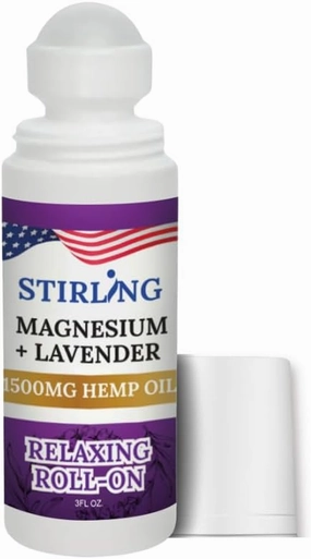 Stirling Lavender Roll On Lotion with Magnesium and Pure Hemp (1500mg, Lavender)