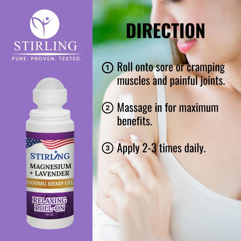 Stirling Lavender Roll On Lotion with Magnesium and Pure Hemp (1500mg, Lavender)