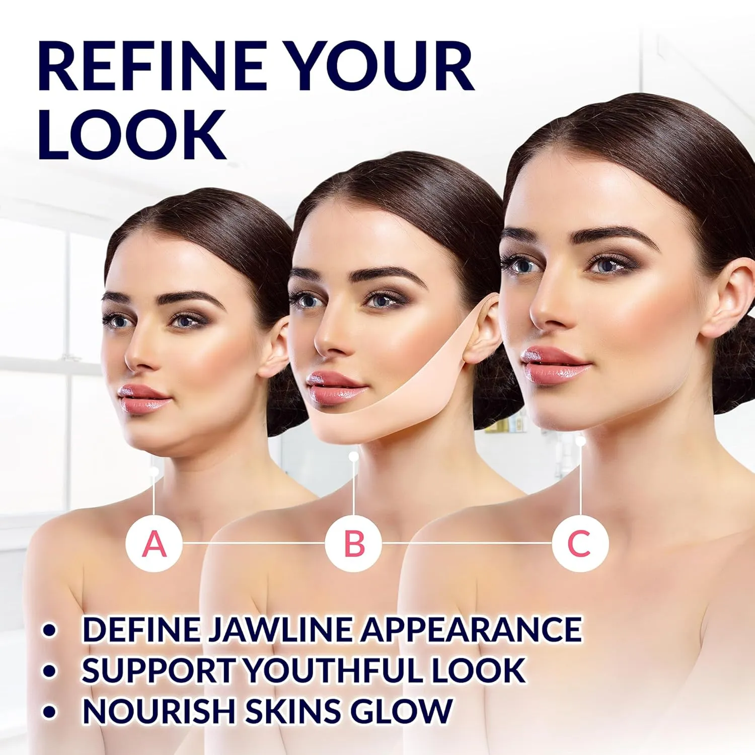 STYLIA V Line Lifting Collagen Face Mask - Double Chin Strap for Women - Jawline Shaper Face Lift Tape - Neck Lift Collagen Mask - Chin Strap for Sleeping - Hyaluronic Acid, Aloe Vera, Cica 5PC