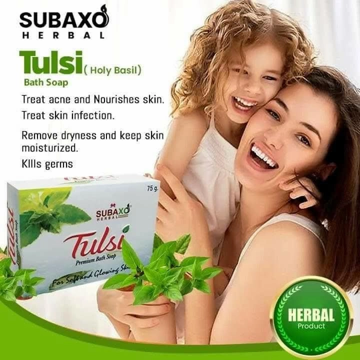 Subaxo Herbal Tulsi Soap (75 g Each, Pack Of 2) & Charcoal Face Wash Tulsi Cleanse(100ml) Combo