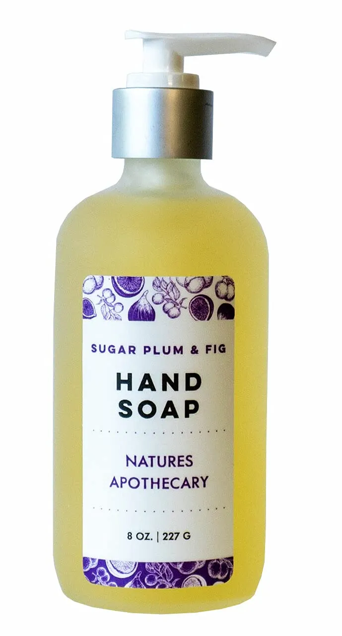 Sugar Plum & Fig Eco-Friendly Refillable Liquid Soap - Vegan, Sulfate-Free, Hypoallergenic, All-Natural, Plant-Derived, Made in USA by DAYSPA Body Basics, Lotion & Soap Set with Metal Holder