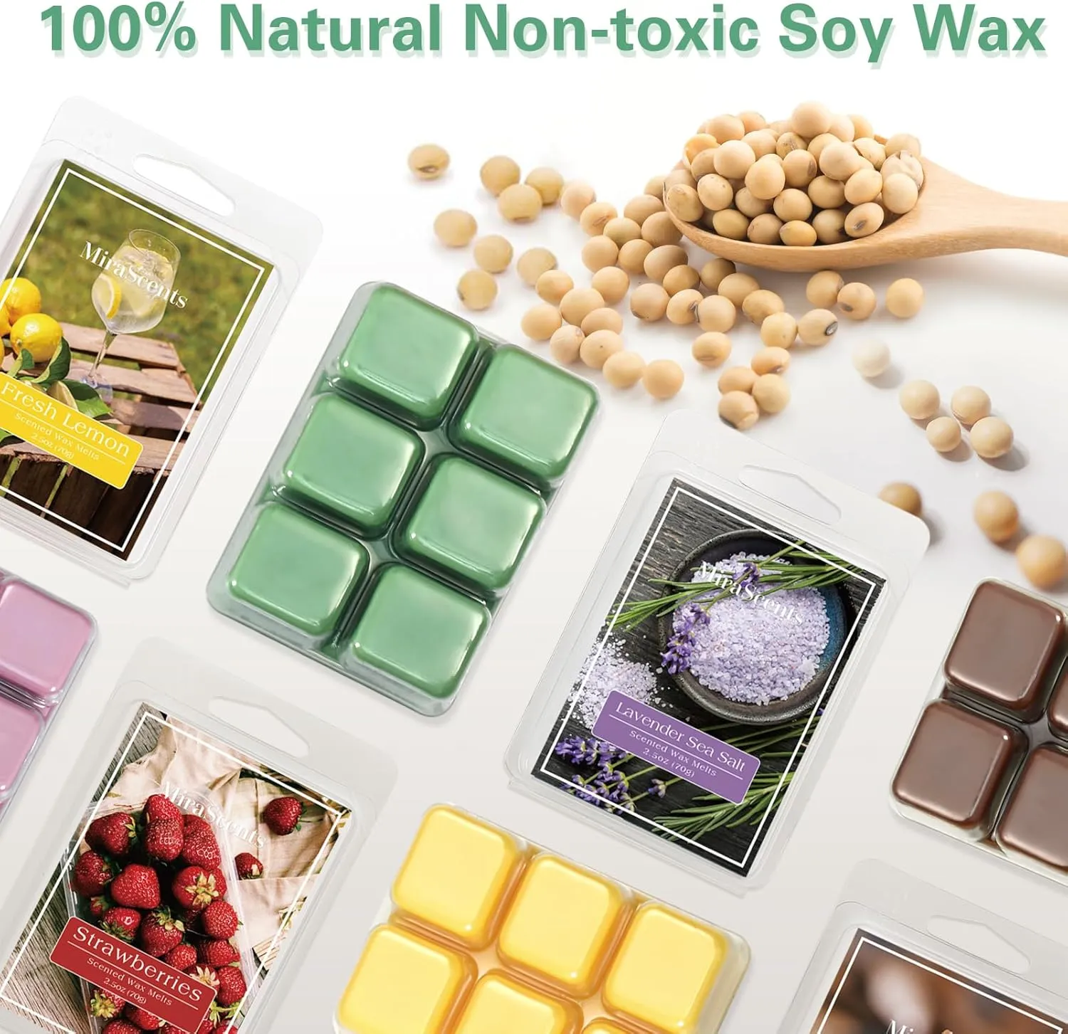 Summer Scented Wax Melts,Natural Soy Wax Cubes for Wax Warmer,Mix Scented Long Lasting Scented Wax Melts,Candle Melts Decor Gift, 2.5 oz (6 Pack)