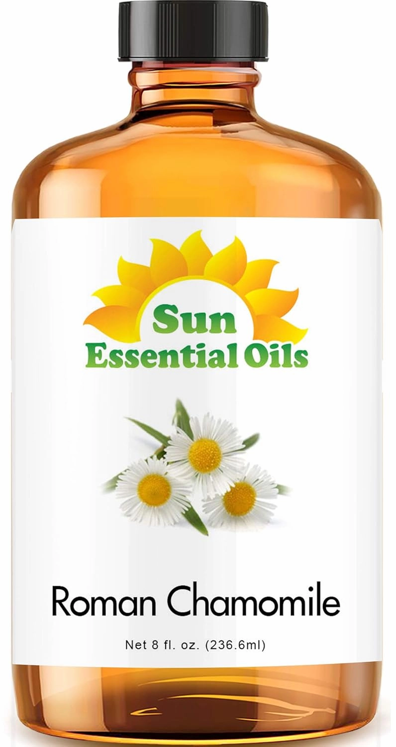 Sun Essential Oils - Roman Chamomile Essential Oil (8 oz) for Diffuser, Skin, Body, Face, Aromatherapy Massage & Humidifier, Scent for Soap, Candle, Shampoo & Lotion Making at Home