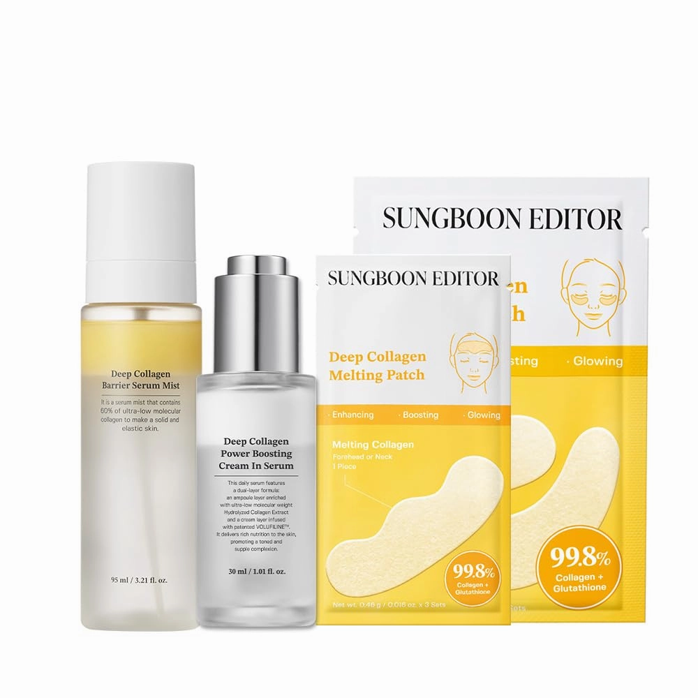SUNGBOON EDITOR Anti Wrinkle TRIO: Cream in Serum & Collagen Patch & Serum Mist, Best Korean Glass Skin Care Set, Gifts for Mom
