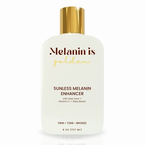 Sunless Melanin Enhancer | Full Body Toning Lotion, Aloe Vera, Vitamin C | Natural Sun Kissed Tan, Organic, Vegan Tanning | Fades Dark Spots, Reduces Cellulite | 8 oz