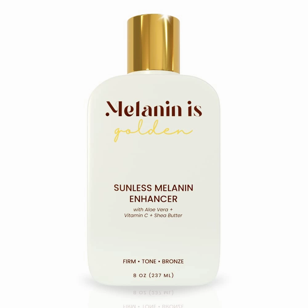 Sunless Melanin Enhancer | Full Body Toning Lotion, Aloe Vera, Vitamin C | Natural Sun Kissed Tan, Organic, Vegan Tanning | Fades Dark Spots, Reduces Cellulite | 8 oz