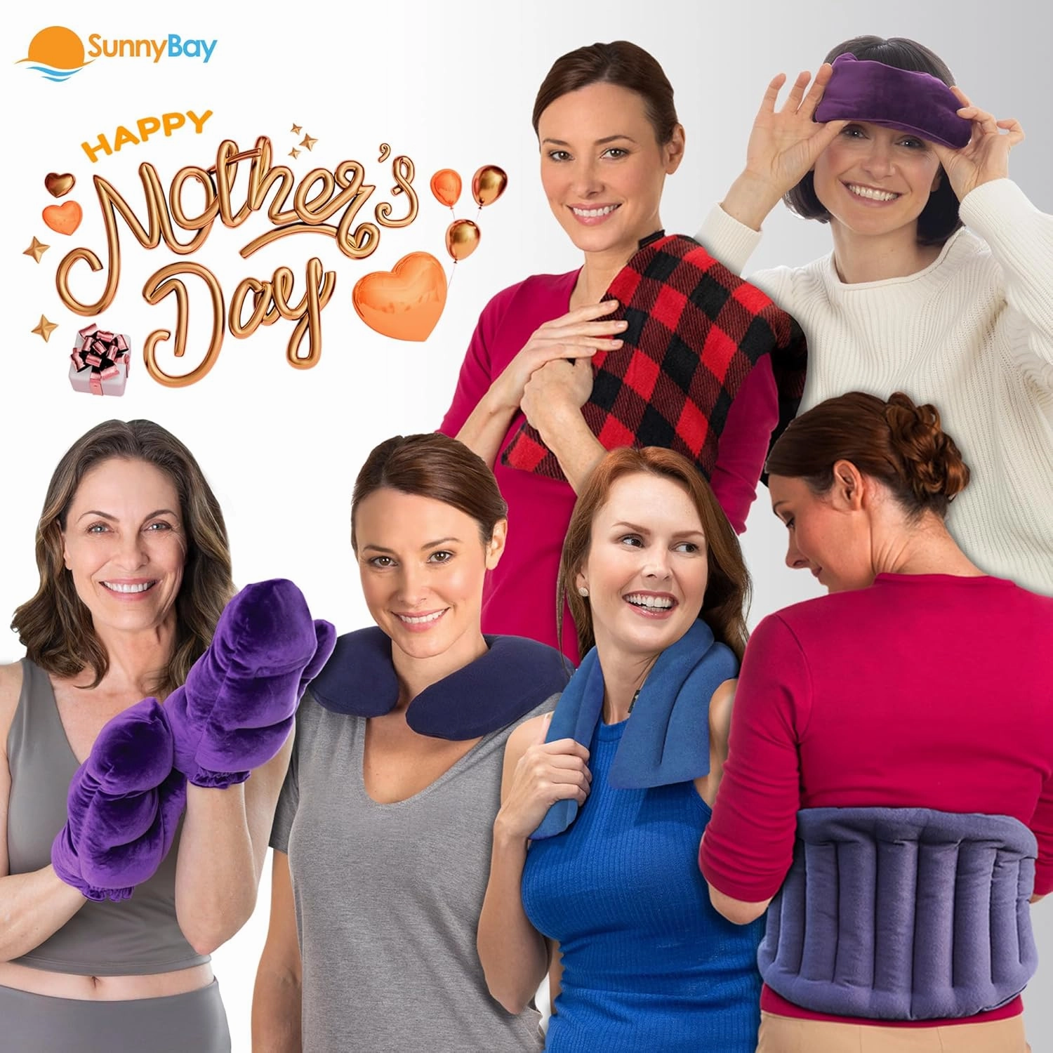 SunnyBay Microwave Heating Pad, Microwavable Heated Neck and Shoulder Wrap with Lavender, Mother's Day Gifts, Soothing Pillow Hot Bean Bag, Aroma Warmer for Pain Relief, 26x5 Inches, 2.5 lbs, Purple