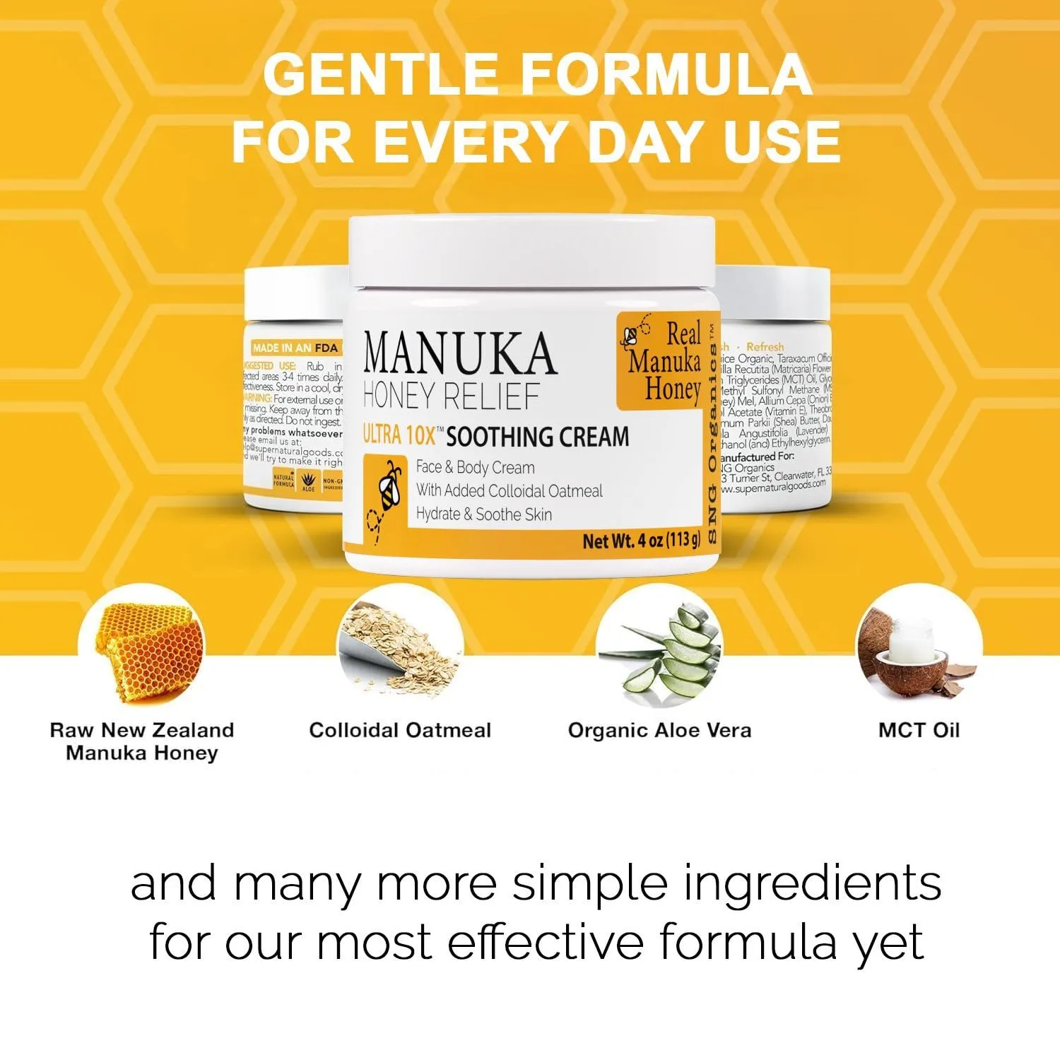 Super Natural Goods Manuka Honey Cream (4oz) – Hydrating Lotion for All Skin Types Suitable for Kids and Adults | Moisturizing Body Cream with Real Manuka Honey Aloe Vera Juice and Cocoa Butter