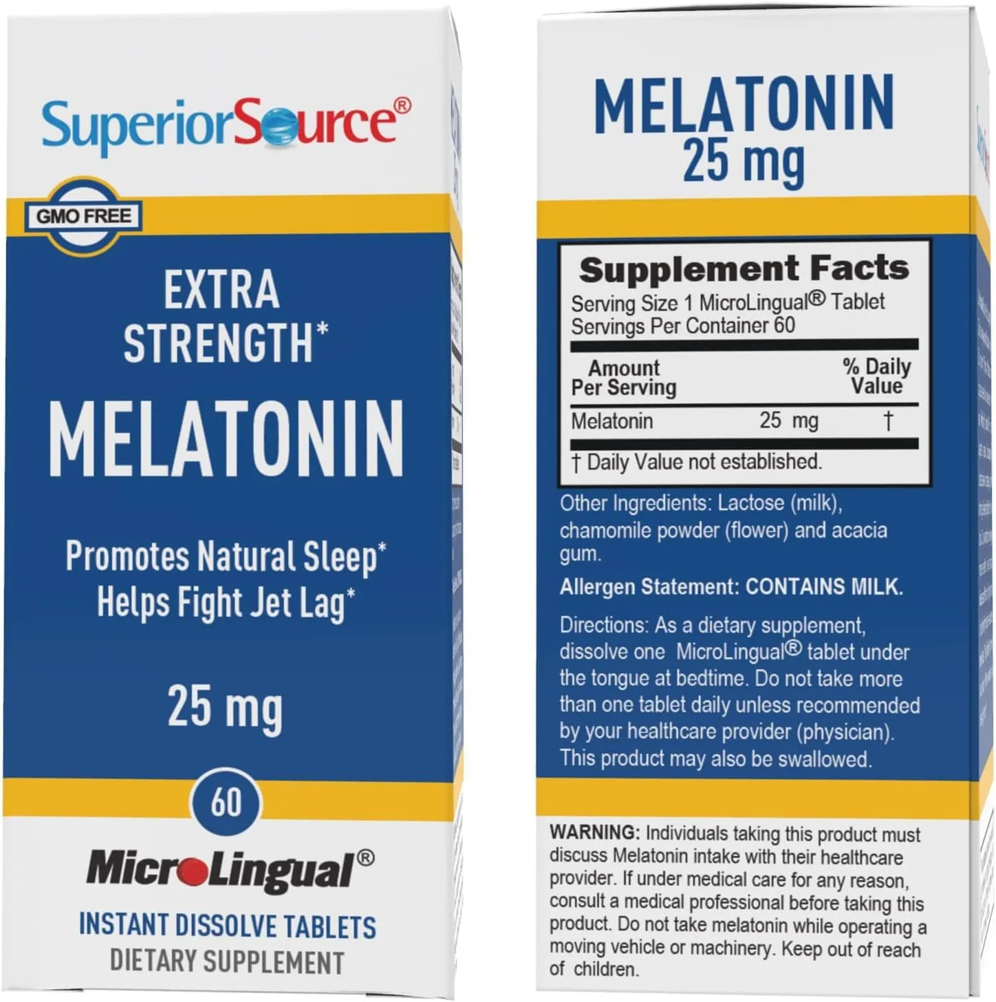 Superior Source Extra Strength Melatonin - Melatonin Supplement for Adults - Natural Sleep & Relaxation Support Formula - 25 mg, Instant Dissolve Tablets