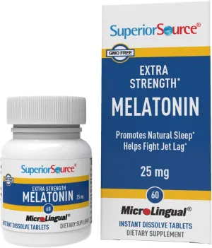 Superior Source Extra Strength Melatonin - Melatonin Supplement for Adults - Natural Sleep & Relaxation Support Formula - 25 mg, Instant Dissolve Tablets