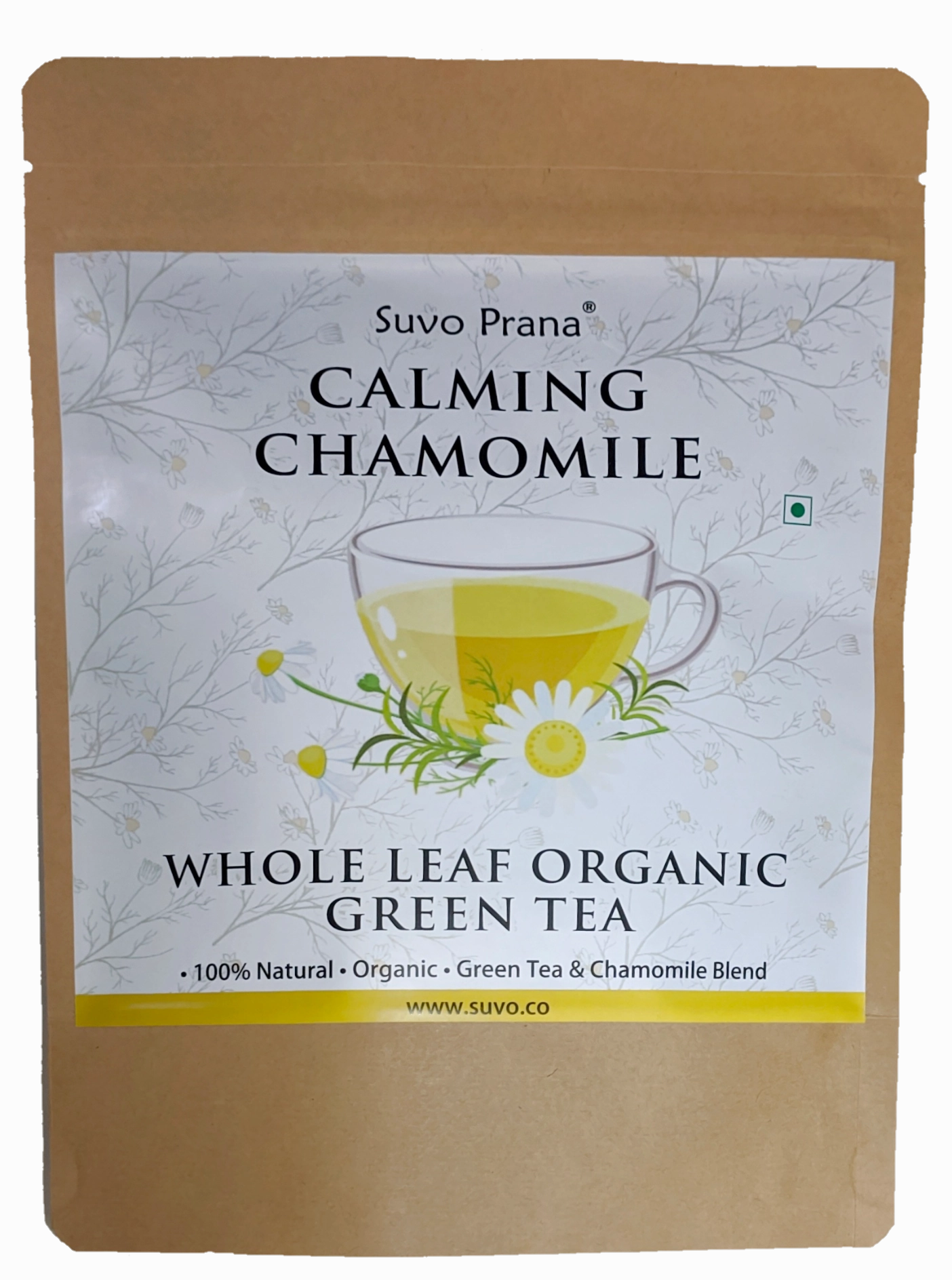 Suvo Prana Calming Chamomile Whole Leaf Organic Green Tea