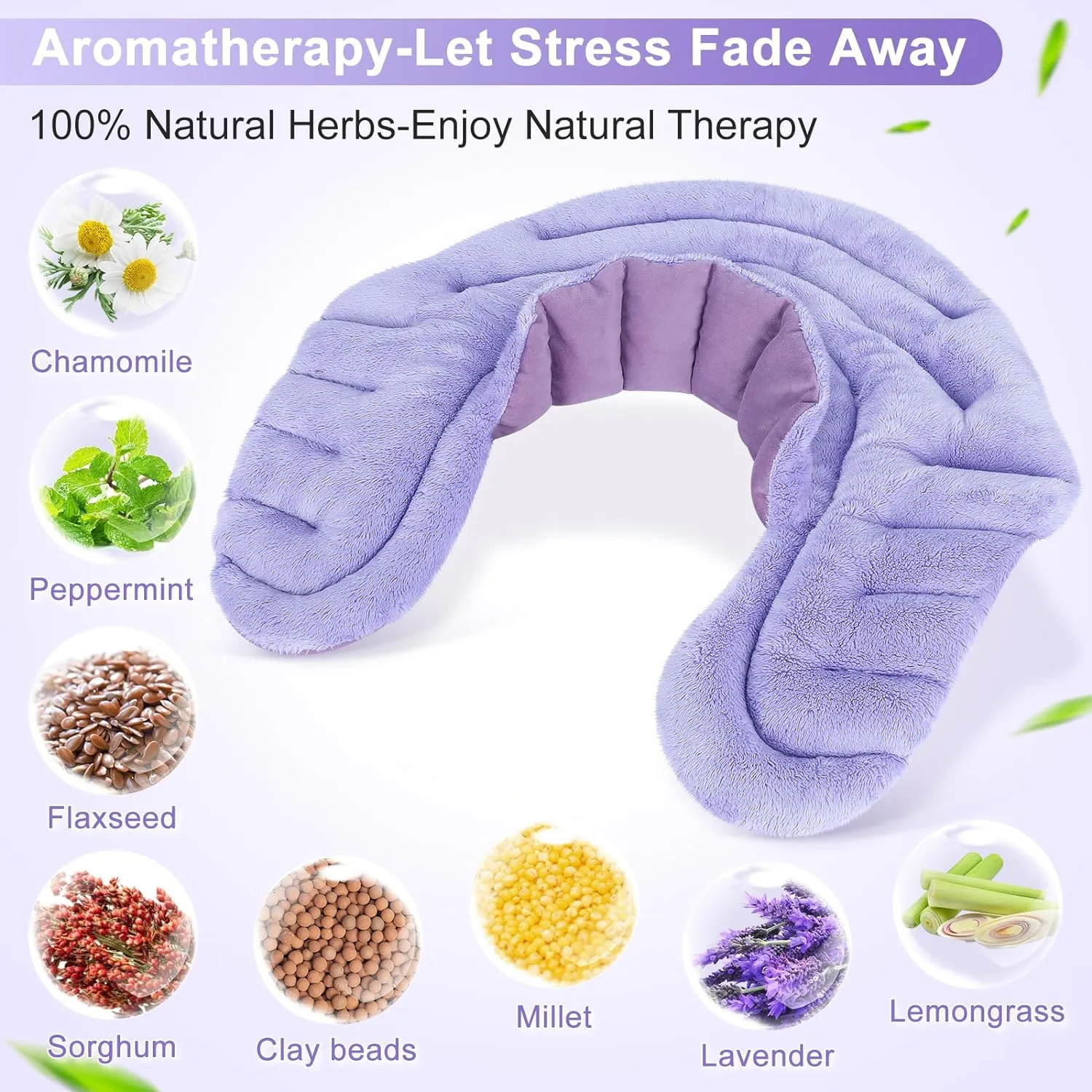 SuzziPad Microwave Heating Pad for Neck and Shoulders, Weighted Shoulder Wrap to Reduce Discomfort, Heated Wraps with Herbal Aromatherapy, Moist Heat Warmer Hot & Cold Compress