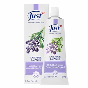 Swiss Just Lavender Cream 60g - Herbal Cream with Lavender Oil, Witch Hazel, and Aloe Vera - Eases Discomfort for Burns, Dermatitis, and Itchy Skin