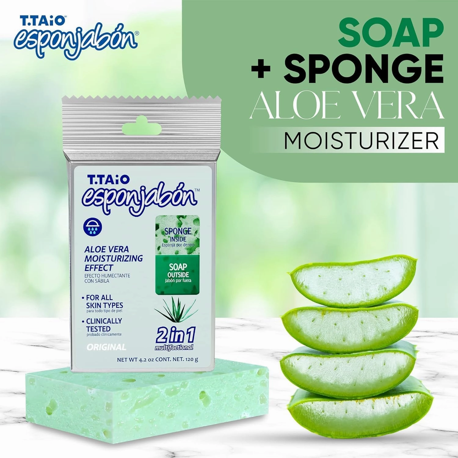 T.Taio Esponjabon Soap Sponge Variety Pack - Shower Scrubber - Bathroom Accessories - Mother of Pearl, Aloe Vera, Lavender, Charcoal, Cucumber-Melon, Oatmeal, Coffee, Pore-Cleansing (8 Pack)
