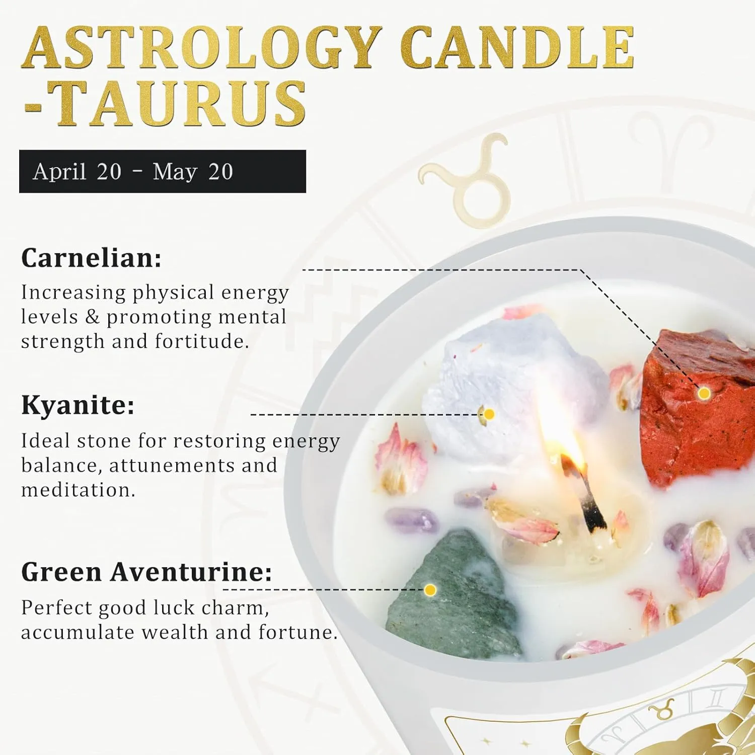 Taurus Gifts for Women,Zodiac Scented Candles with Crystals and Healing Stones,Taurus Gifts for Birthday,Graduation,Retirement,Meditation Yoga.Best Gift for Her,Mom,Sister,Teacher,Friends