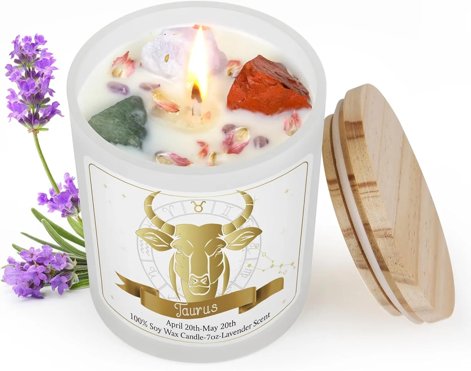 Taurus Gifts for Women,Zodiac Scented Candles with Crystals and Healing Stones,Taurus Gifts for Birthday,Graduation,Retirement,Meditation Yoga.Best Gift for Her,Mom,Sister,Teacher,Friends