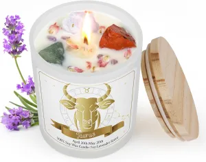 Taurus Gifts for Women,Zodiac Scented Candles with Crystals and Healing Stones,Taurus Gifts for Birthday,Graduation,Retirement,Meditation Yoga.Best Gift for Her,Mom,Sister,Teacher,Friends