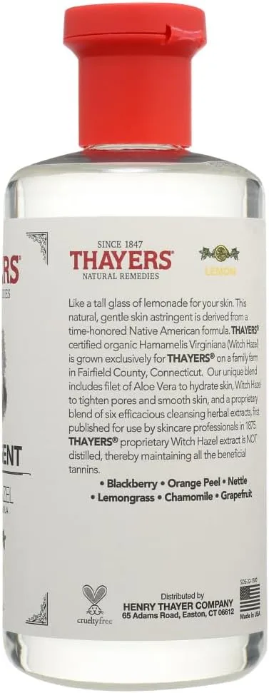 Thayers Witch Hazel Astringent with Aloe Vera Formula, Lemon, 12 Fluid Ounce (Pack of 2)