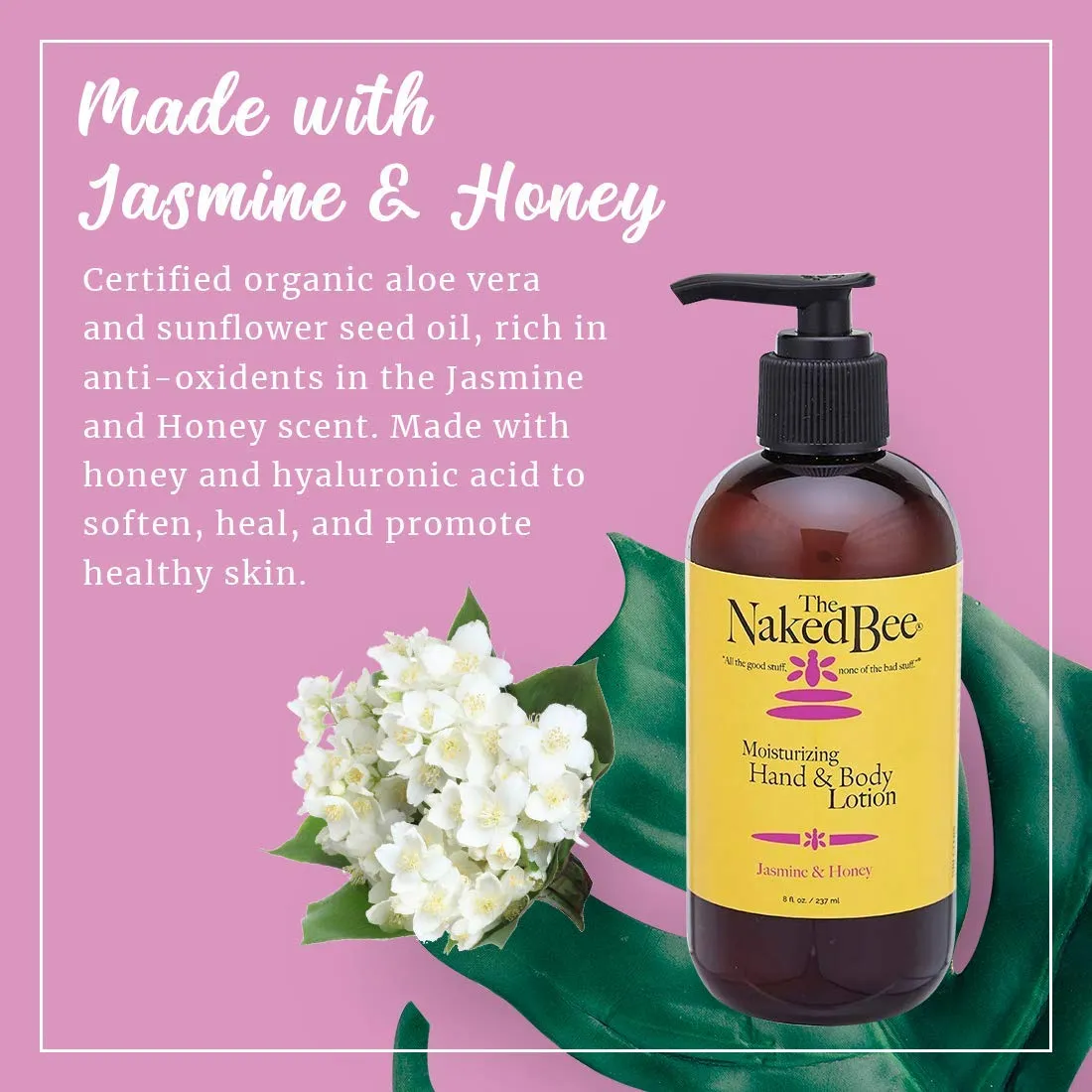 The Naked Bee Nourishing Body Lotion for All Skin Types (8 oz) Moisture Replenishing Lotion for Dry Skin with Jasmine & Honey