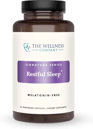 The Wellness Company Restful Sleep | 60 Capsules (1 Month Supply) | Natural Melatonin-Free Sleep Support | Non-GMO, Vegan, Gluten Free | for Gently Calming and Relaxing Mind and Body