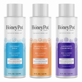The Honey Pot Company - Body Cleanser - Variety Pack - Coconut Shea, Lavendar Chamomile, and Grapefruit Ylang Ylang