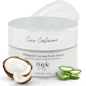Thick Whipped Body Butter for Women – Moisturizer with Organic Coconut Oil, shea butter & Vitamin E – Silky Hydrating Body Butter for Soft, Smooth Skin - Coco Cashmere 8 Oz
