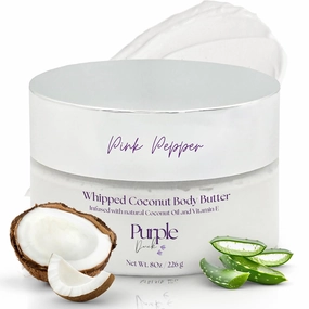 Thick Whipped Body Butter for Women – Moisturizer with Organic Coconut Oil, shea butter & Vitamin E – Silky Hydrating Body Butter for Soft, Smooth Skin - Pink Pepper 8 Oz